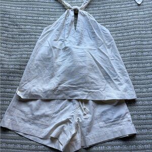 White Linen Halter Jumpsuit